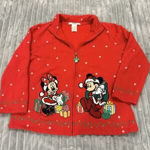 Disney Parks Christmas Santa Mickey Minnie Mouse Daisy and Donald Zip Sweater 1X